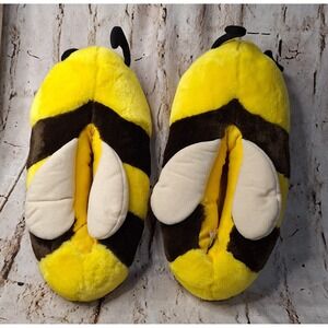 Vintage Dakin Bumble Bee Plush Slippers Yellow Brown Striped Novelty House Shoes